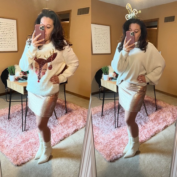 Banana Republic matte Rose Gold Holiday NYE sequin skirt size 14 Immediate Ship! - Picture 3 of 7